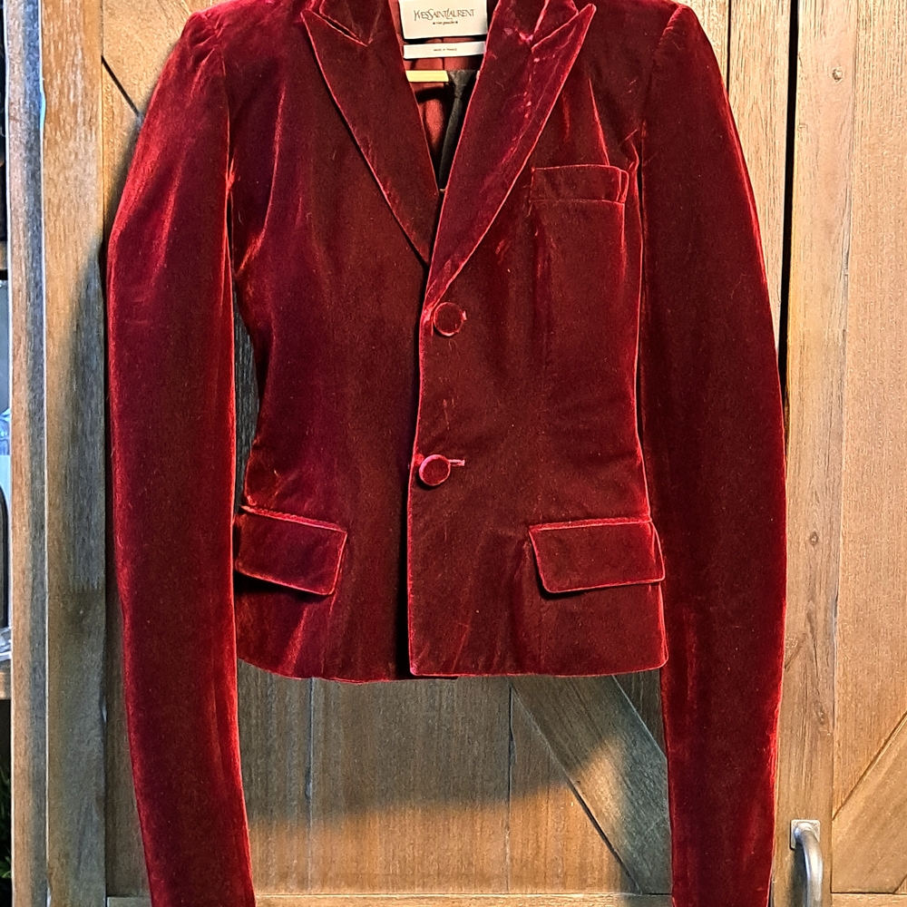 Yves Saint Laurent Rich Burgundy Velvet Blazer